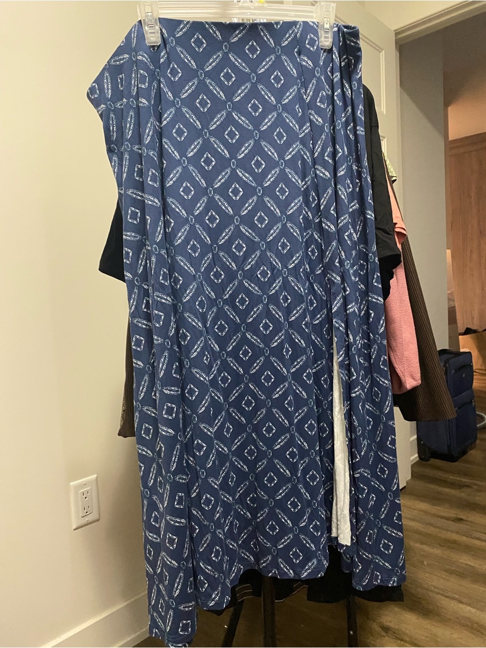 Joe Fresh Blue Geometric Midi Skirt